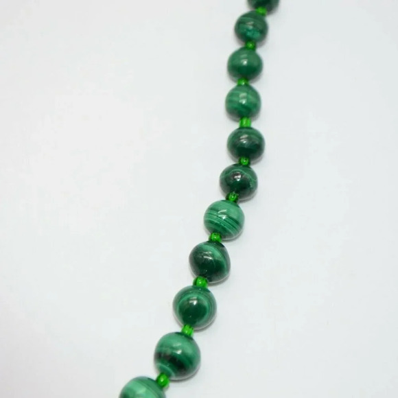 Green Malachite Graduated Bead Beaded Silver Tone - Picture 3 of 4